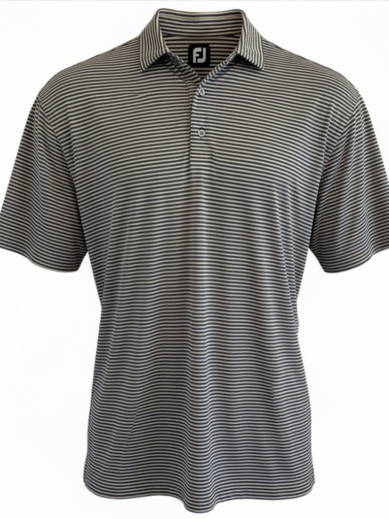 Footjoy Men’s Sz Xl Fj Golf Polo Shirt Blue Yellow Striped Performance Preppy